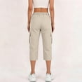 thumbnail image 6 of Cargo Capris for Women High Waisted Solid Color Trousers with Pockets Casual Straight Leg Pants for Summer Street Style Fashion, 6 of 8