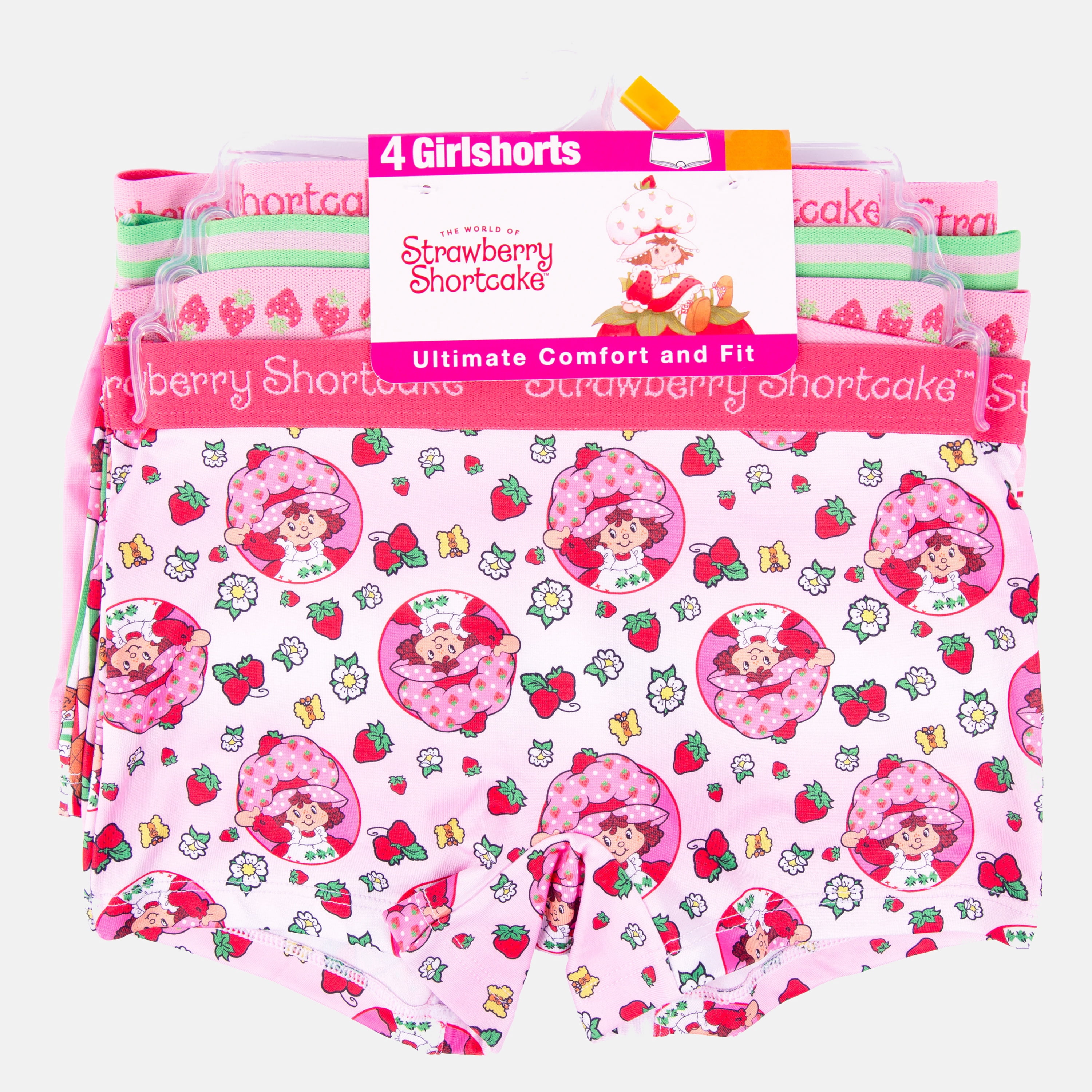 Strawberry Shortcake Girls Boyshort Character Underwear, 4-Pack, Size 4-10