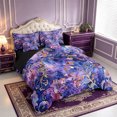 thumbnail image 2 of Erosebridal Purple Watercolor Floral 7-Piece Twin Bedding,Golden Vine Motif Bedding Comforter Set,Black Reversible, 2 of 7