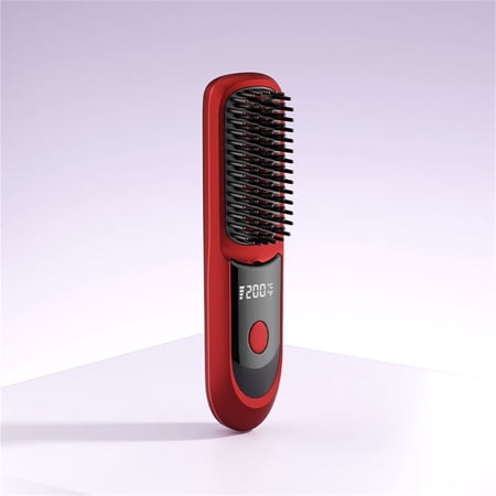 Lunxisen 2 Pcs Portable Straightener Brush Hair Styling Tool Rechargeable Cordless Fast Heating Salon Smoothing Styling Comb for Travel