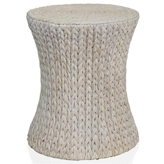 Pemberly Row Transitional Wood Accent Table in Whitewashed Finish