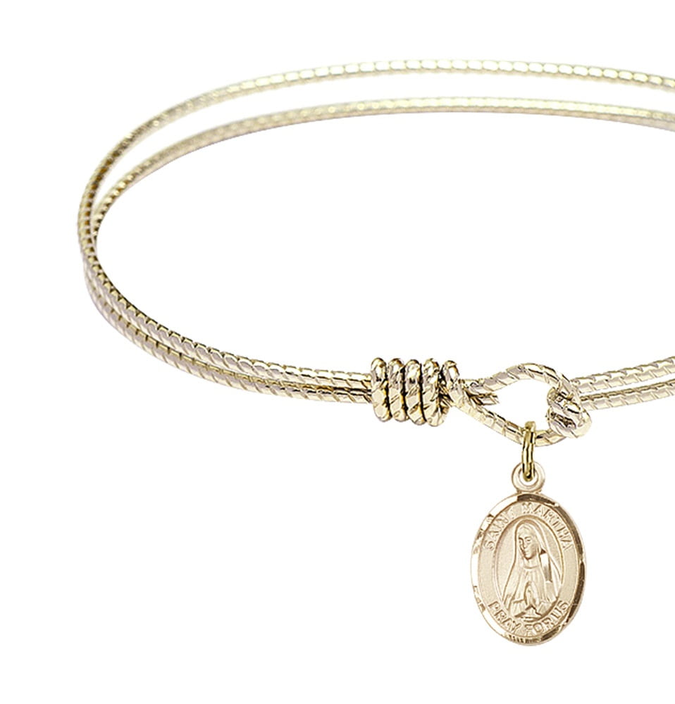 Miraculous Heart Charm On A 6 1//4 Inch Oval Eye Hook Bangle Bracelet