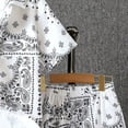 thumbnail image 5 of larppty Boys Summer Clothes 2 Piece Outfits Hawaiian Vacation Beach Short Sleeve Button Down Shirt & Shorts Sets (5-6 Years,White), 5 of 7