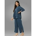 thumbnail image 4 of Janasya Women's Blue Cotton Floral Printed Pant Set, 4 of 7