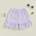 thumbnail image 2 of Nygoyerh Toddler Girls Plaid Shorts Ruffled Hem Elastic Waist Wide Leg Short Pants Infant Clothing for Summer 9M 12M 18M 2T 3T, 2 of 7