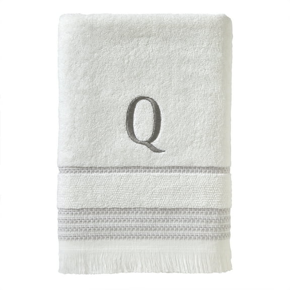 SKL Home Monogram Cotton Bath Towel, "Q", White