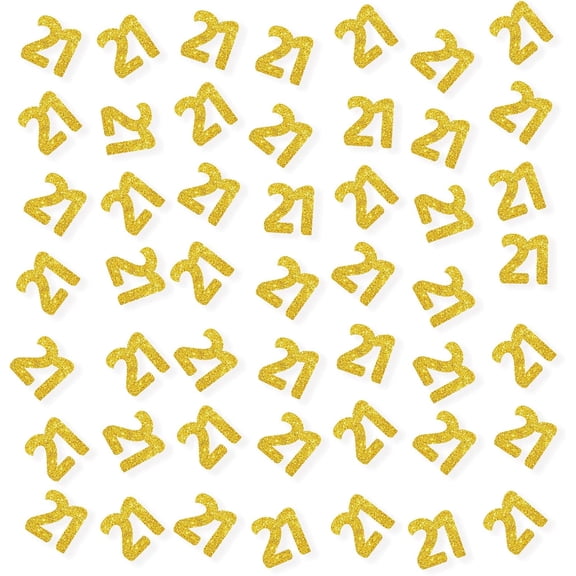 Set of 100 Number 21 Confetti, Gold Glitter 21 Paper Scatter, 21st Birthday Party Confetti, Twenty One Cake Decor, Happy 21st Anniversary Party Decor