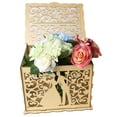 thumbnail image 3 of Vintage Wedding Card Box with Lock - Handmade Wooden Gift Money Holder for Bridal Shower, Anniversary, Party Decor - 11.8 x 9.4 x 8.8 Inch Rustic Plywood Keepsake Chest, 3 of 8