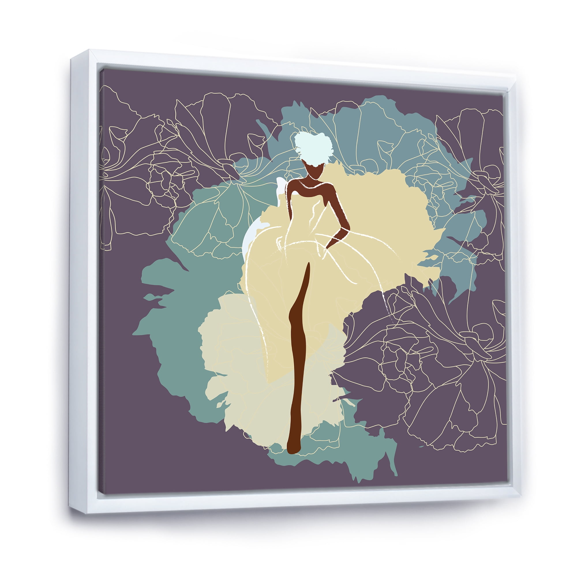 Designart 'Abstract African American Woman In Gorgeous Wedding Dress' Modern Framed Canvas Wall Art Print