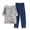 Navy, variant on Teissuly Women's Casual Round Neck 5/4 Sleeve Top And Pants Digital Printing Two-piece Set