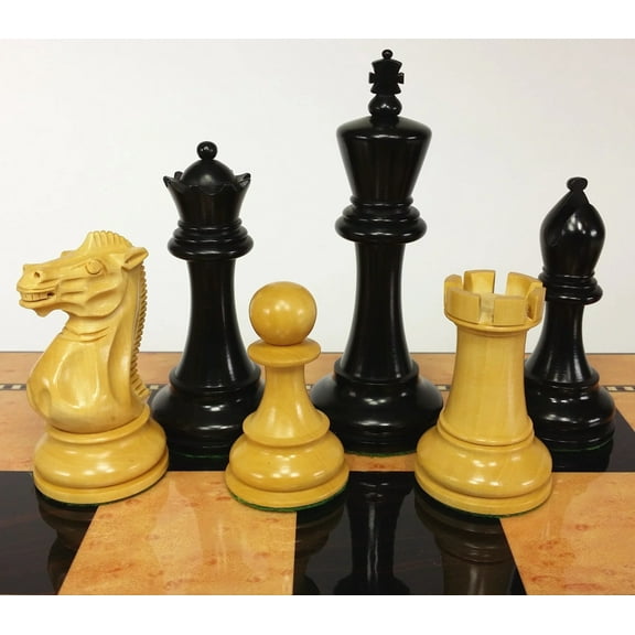 4 QNS Black  Boxwood 4 5/8 Anderssen Staunton Wood Large Chess Men Set NO Board