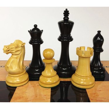 Set Pezzi Scacchi Staunton 4 Regine - 3 1/2 Re Nero E Naturale - HPL Senza Tavola