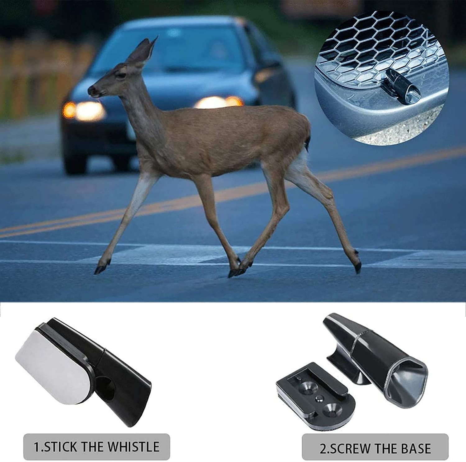 2PC Ultrasonic Deer Warning Whistles Animal Wildlife Alert Device Car —  AllTopBargains
