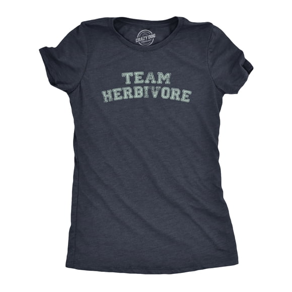 Womens Team Herbivore T Shirt Funny Vegetarian Vegan Lifestyle Tee for Ladies (Heather Navy - HERBIVORE) - M