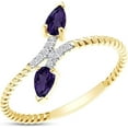 thumbnail image 3 of Gems Jewels 14K Yellow Gold Plated 1.40Ct Pear Cut Amethyst Wedding Engagement Rope Ring 925 Sterling Silver For Women's -5.5, 3 of 4