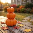 thumbnail image 4 of Fall Pumpkin Stack Decor, 3 Tier Resin Look Plastic Pumpkin Ornament, Tabletop Decor for Mantel Tiered Tray, 4 of 6