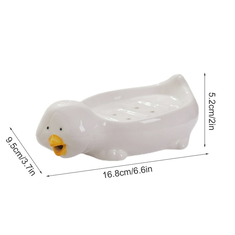 Ceramic Soap Dish , Duck Dolphins Dinosaur Soap Holder , Self Draining Soap Dishes Saver , Soap Container Holder Dish for Shower Bar Soap Holder for
