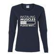 thumbnail image 2 of Wild Bobby Installing Muscles Please Wait Gym/Workout Women Graphic Long Sleeve Tee, Navy, XX-Large, 2 of 5
