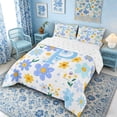thumbnail image 3 of Meiyoeat Cute Daisy Letter P Full Size Comforter Sets 3 Pieces for Girls Toddlers, Floral Initial Bedding Sets for Daily, Light Blue Yellow White, 3 of 6