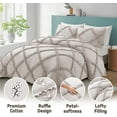 thumbnail image 5 of 100% Egyptian Cotton 3Pcs Diamond Ruffle Duvet SetSolid (Ivory, Oversized King), 5 of 8