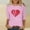 #449-Pink, variant on Wowcloth Ladies' Hearted-Printed Round Neck Three Quarter Sleeve 3/4 Sleeve T-shirt Loose