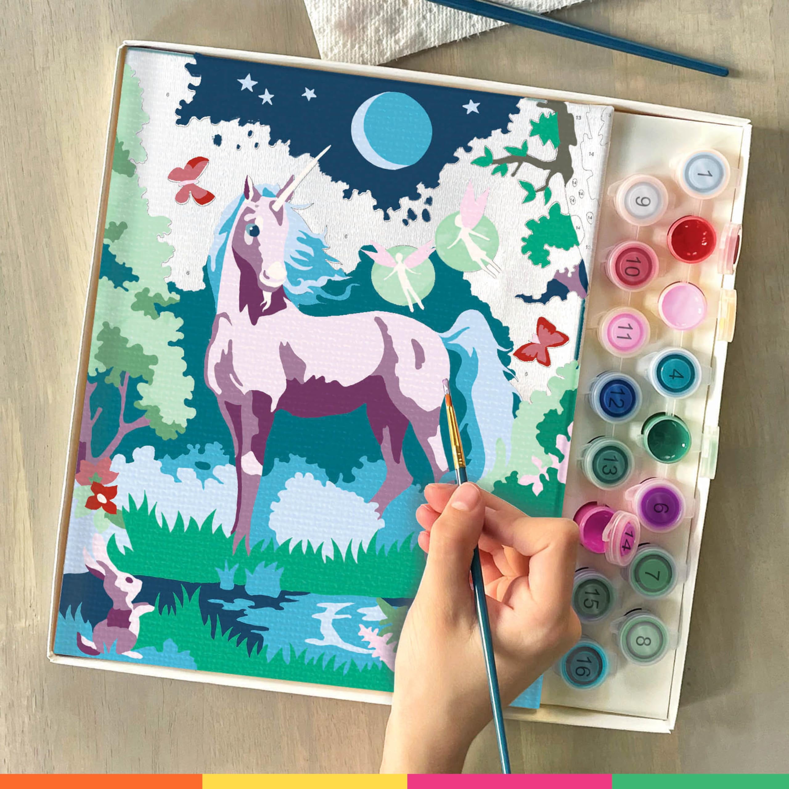 Bright Stripes iHeartArt Paint By Number Kit - Moonlit Unicorn