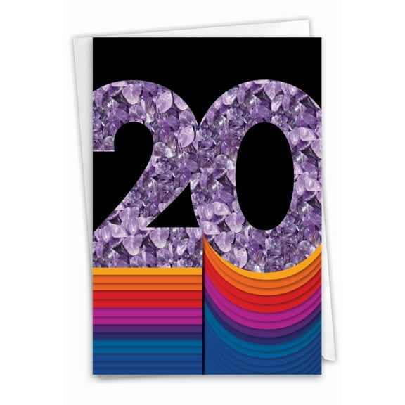 NobleWorks 20th Milestone Birthday Greeting Card with 5 x 7 Inch Envelope (1 Card) Bold 20 C6110LMBG