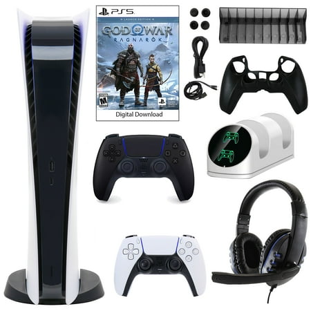 Sony PlayStation 5 Digital GOW Console with Extra Black Dualsense Controller and Accessories Kit