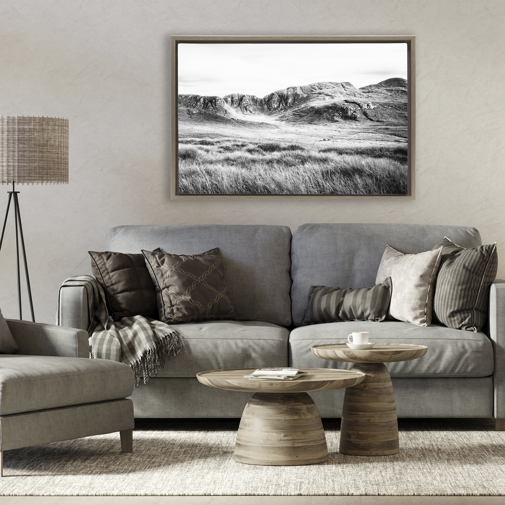 Stupell Industries Magnificent Countryside View Brown Framed Floater Canvas Wall Art, design by Andy Amos