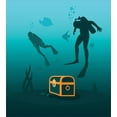 thumbnail image 3 of Deep Sea Duvet Cover Set, Silhouettes of Divers and a Sunken Ship Treasure Chest Marine Life, Decorative 2 Piece Bedding Set with 1 Pillow Shams, Twin Size, Aqua Dark Teal Marigold, by Ambesonne, 3 of 3