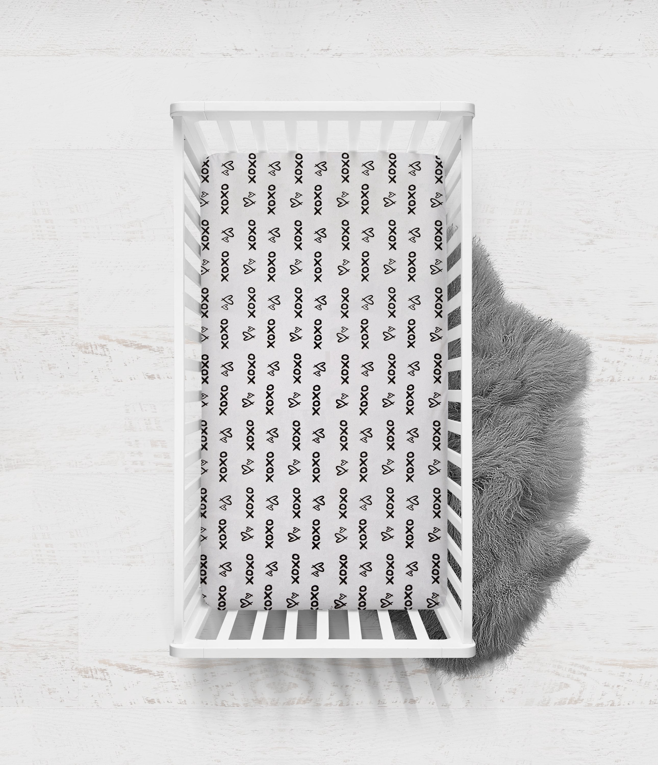 Crib or Toddler Bed Fitted Sheet, Aztec Love Black