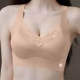 thumbnail image 2 of Njagoc3 Wireless Bras for Women V Neck Lace Floral Print Two Color Patching Fine Straps Everyday Bra, 2 of 6