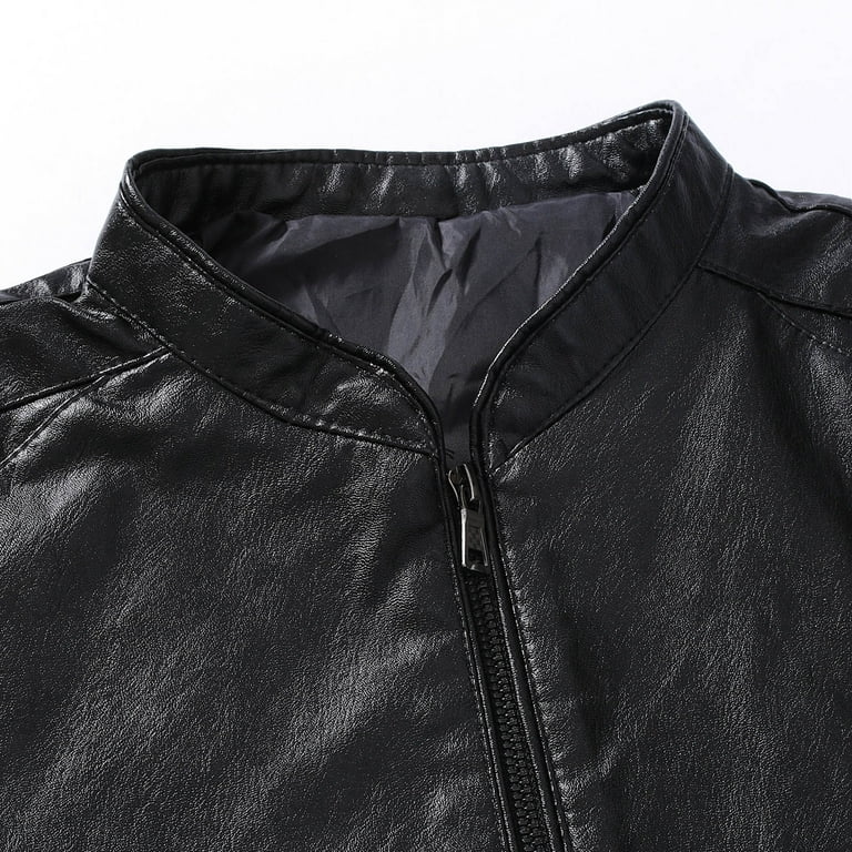 Olyvenn Clearance Men's Fashion and Winter Fleece Leather Jacket Casual Top Coat Bomber Jacket Windbreaker Club Coat Black 8, Size: Large US(8)