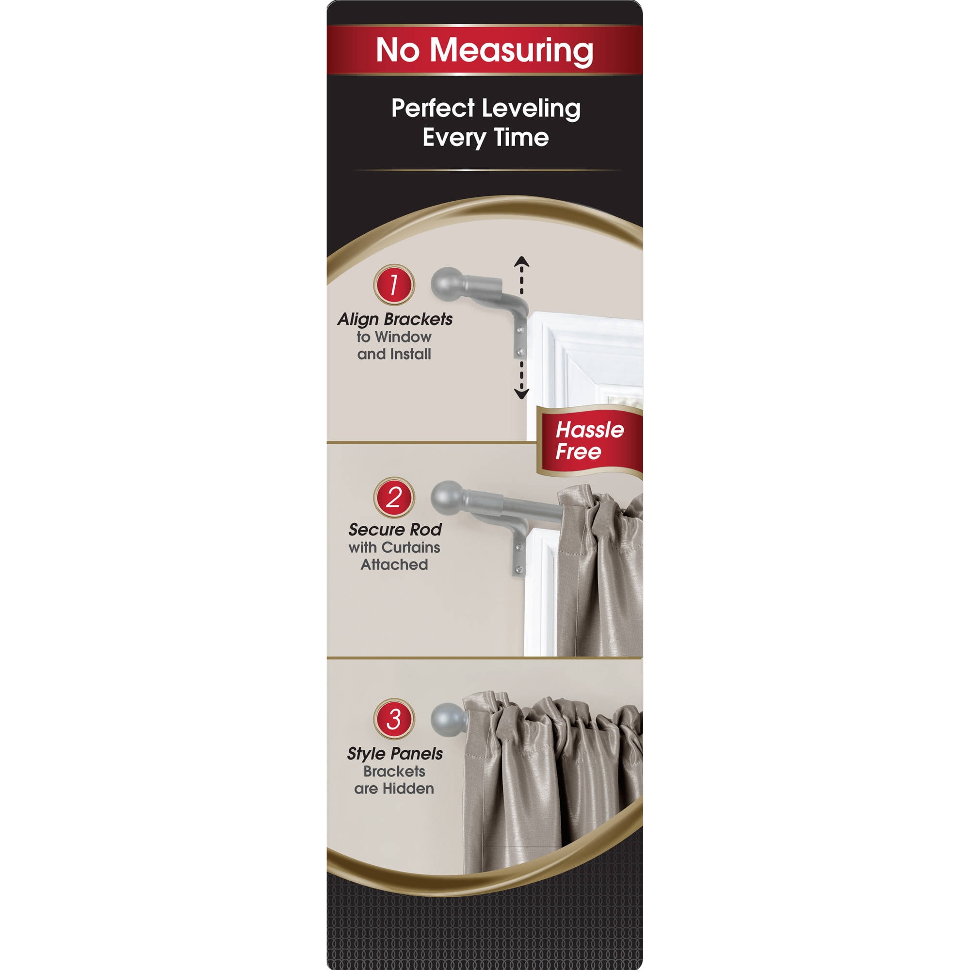 Smart Rods Easy Install Cafe Window Curtain Rod Ball Finial