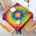thumbnail image 2 of Colorful Rainbow Tie Dye Spiral Pattern Square Tablecloth,Waterproof Square Table Cover,Wipeable Spillproof Washable Table Cover for Home Kitchen Party Decor 42"X42"(107x107cm), 2 of 6