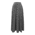 thumbnail image 6 of Skirt Women's Plaid Print Skirt with Large Hem and High Waist Pocket Skirt Plaid Ankle Length Black XXXL, 6 of 6