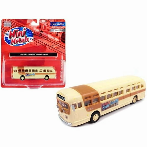 GMC PD-4103 Transit Bus #948 Beige "MTA Miami" 1/87 (HO) Scale Model Vehicle by Classic Metal Works