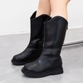 thumbnail image 2 of PEASKJP Kids Boots Patent Combat Work Boots Side Zipper, Black 29, 2 of 5