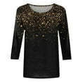 thumbnail image 5 of ZMHEGW T Shirts For Women Graphic Trendy Sequin Casual Printed Round Neck Loose Sleeved Quarter Sleeved Top Tshirts, 5 of 5