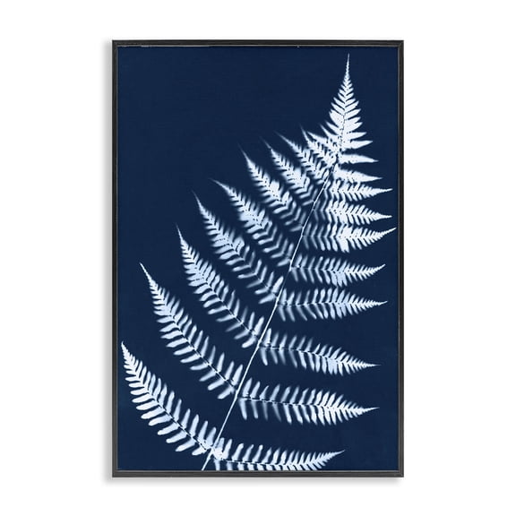 Stupell Industries Contemporary Blue Fern Impression Black Framed Giclee Art, 12 x 18, by Jason Johnson