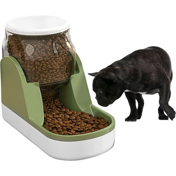 kathson Automatic Dog Food Feeder Gravity Cat Food Dispenser Large Capacity Pet Self Feeding Station Bowl Dish for Small and Medium Dogs Cats,1 Gallon,Green