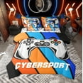 thumbnail image 1 of Manfei Cool Game Controller Bedding Comforter Set, Teens Gamer Gaming Full Bedding Set, Rainbow Stripe Fitted Sheet Flat Sheet Breathable Home Decor Reversible 7 Pieces, 1 of 6