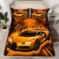 thumbnail image 2 of Homewish Teens Racing Car Queen Sheet Sets, Black Orange Automobile Flat Sheet, Cartoon Sports Theme Queen Fitted Sheet, Breathable Home Decor, 4pcs, 2 of 7