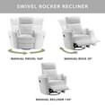 thumbnail image 5 of Soho Baby Nottingham Manual Upholstered Glider Recliner Rocking Chair 360° Swivel for Nursery and Living Room – Plush White​, 5 of 12