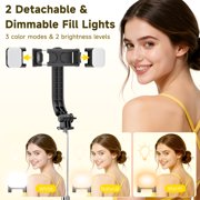 SelfieShow Selfie Stick, 45 Extendable Selfie Stick Tripod, 360° Rotating Portable Phone Tripod with Bluetooth Remote and 2 LED Lights for iPhone and Android (Black)