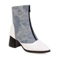 thumbnail image 3 of NECHOLOGY Botas Mujer Zapatos Botines mujer Botas de mujer Tacón Botas gruesas para mujer Hermosas botas de invierno Botas de moda Fuente Cremallera frontal Botas de tacón grueso (Blue, 7), 3 of 5
