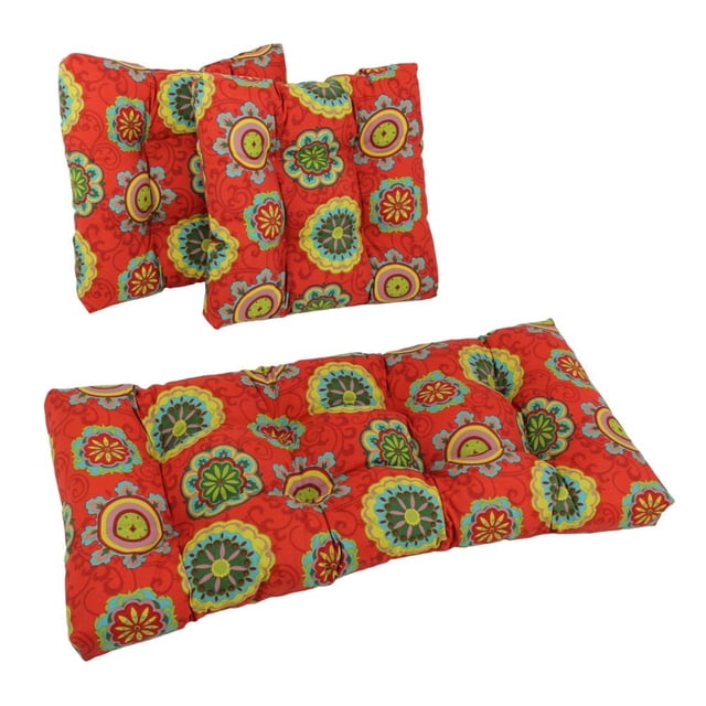 Coussins Capitonnés Carrés pour Causeuse d'Extérieur en Polyester Filé (Ensemble de 3)