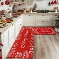 thumbnail image 3 of BERTHMEER 2'X5' Christmas Rug Modern Indoor Mat for Entrance Entryway Kitchen Bedroom Bathroom Floral Print Washable Non-slip Rug,Red, 3 of 7