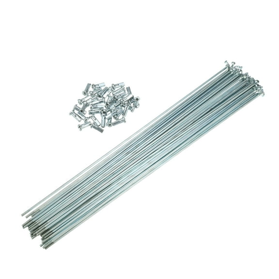 Unique Bargains 36 Pcs 14G J Bend 254mmx2mm Spokes with Nipples for Bike Bicycle Steel Silver Tone