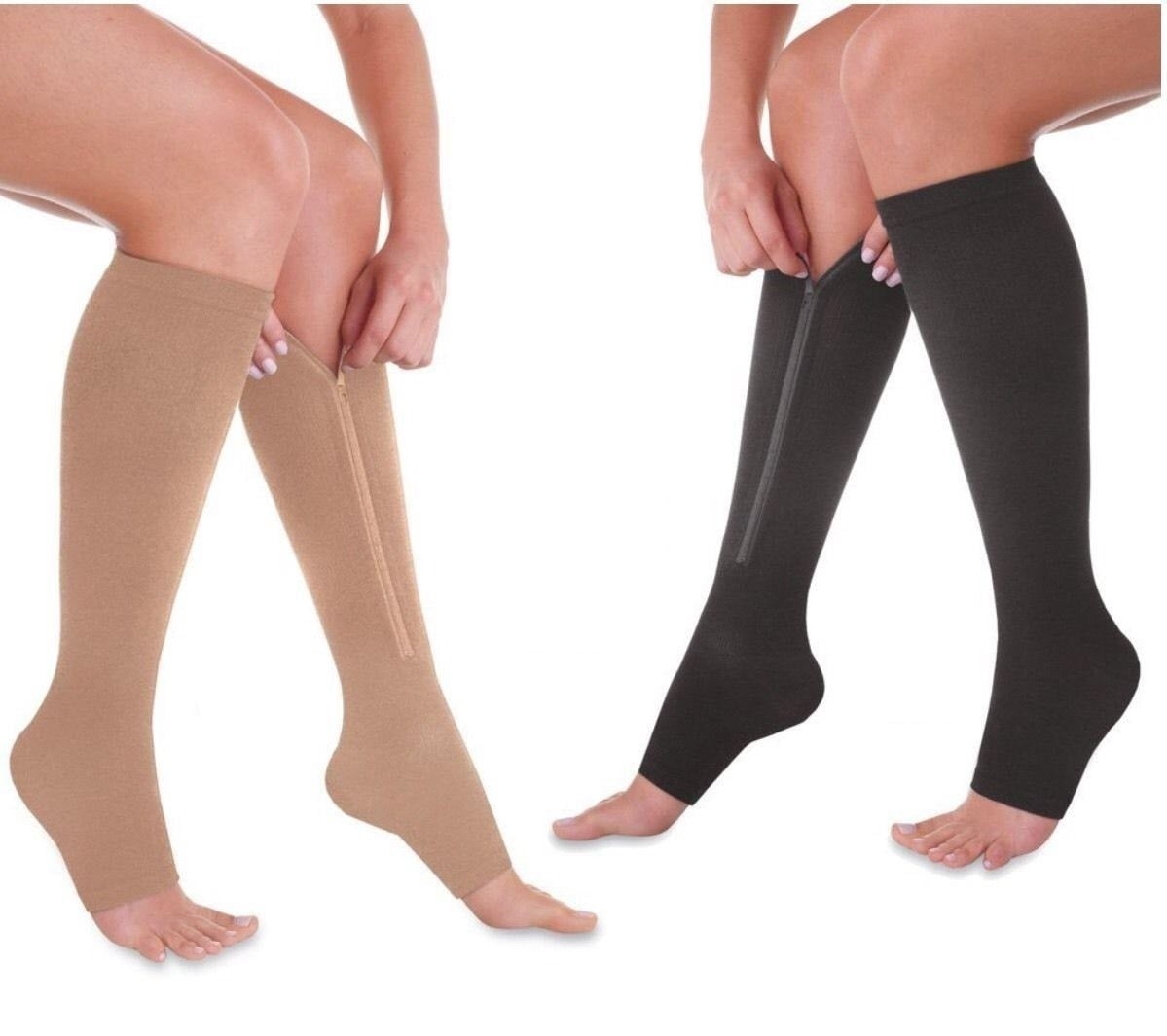 Open Toe Zip Up Compression Socks